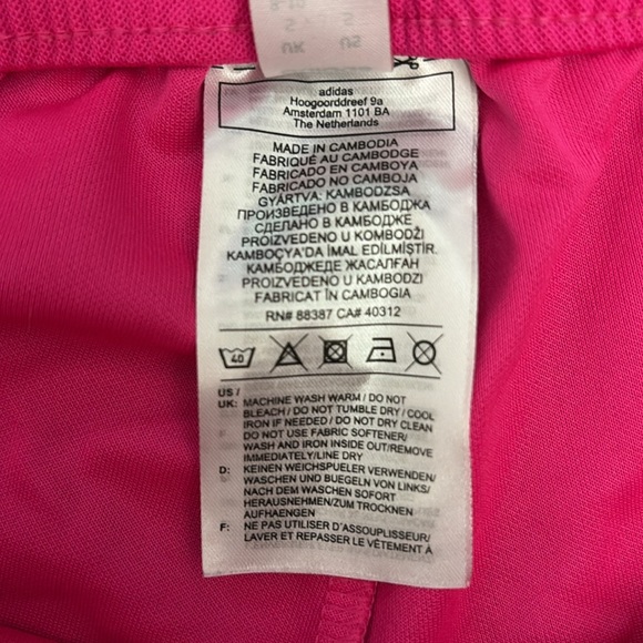 adidas Pink with White Embroidered Logo Elastic Drawstring Waist Shorts Size S - Picture 6 of 11